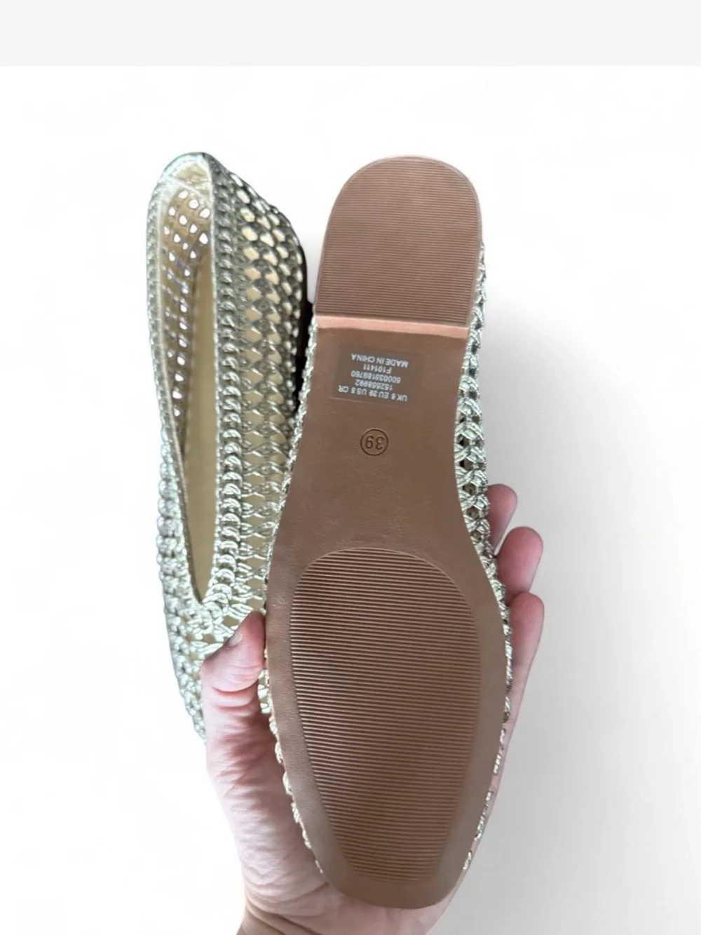ASOS Women’s gold Woven Ballet Flats